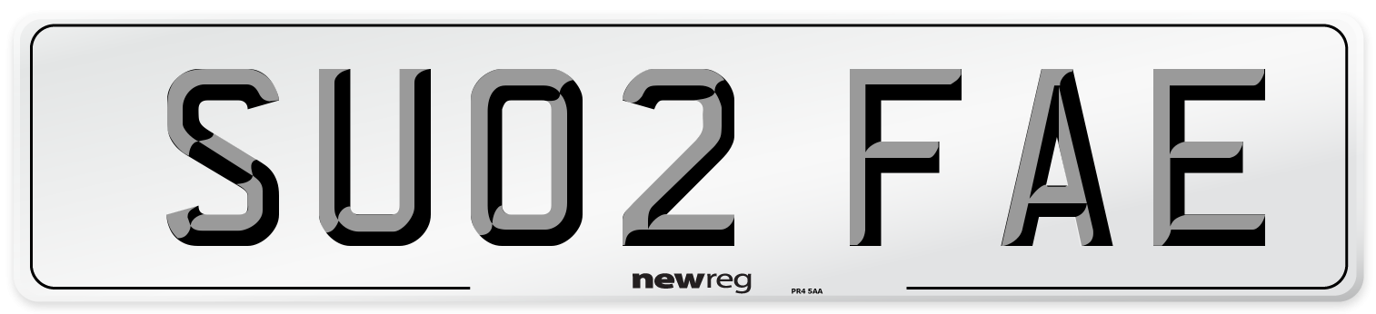 SU02 FAE Number Plate from New Reg